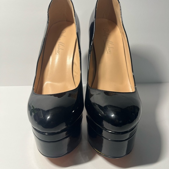 Onlymaker platform Pumps Round Toe Slip on Block Chunky Heels Party Black 9.5 - Picture 7 of 11